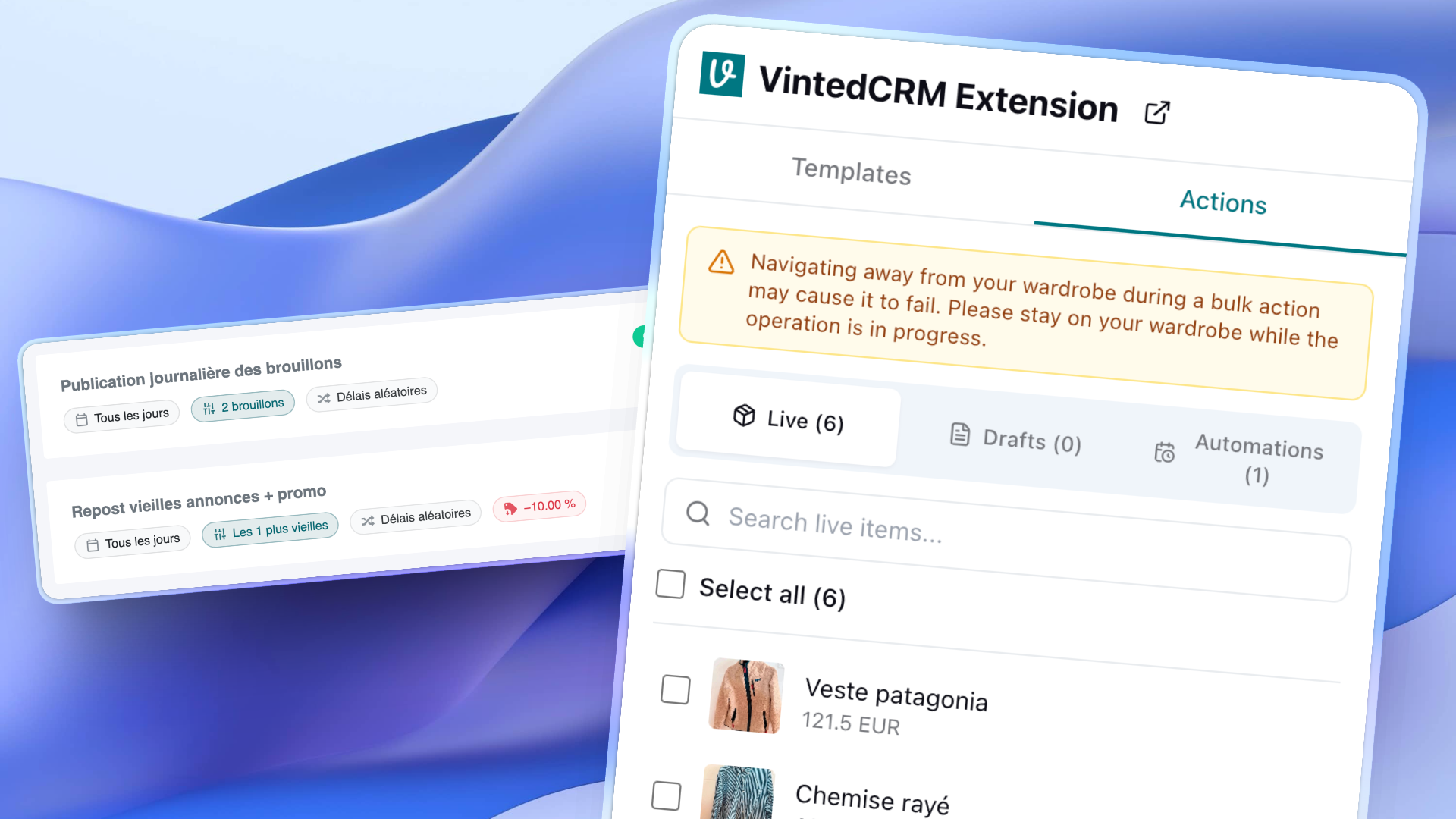 Republier ses annonces Vinted automatiquement — Extension VintedCRM