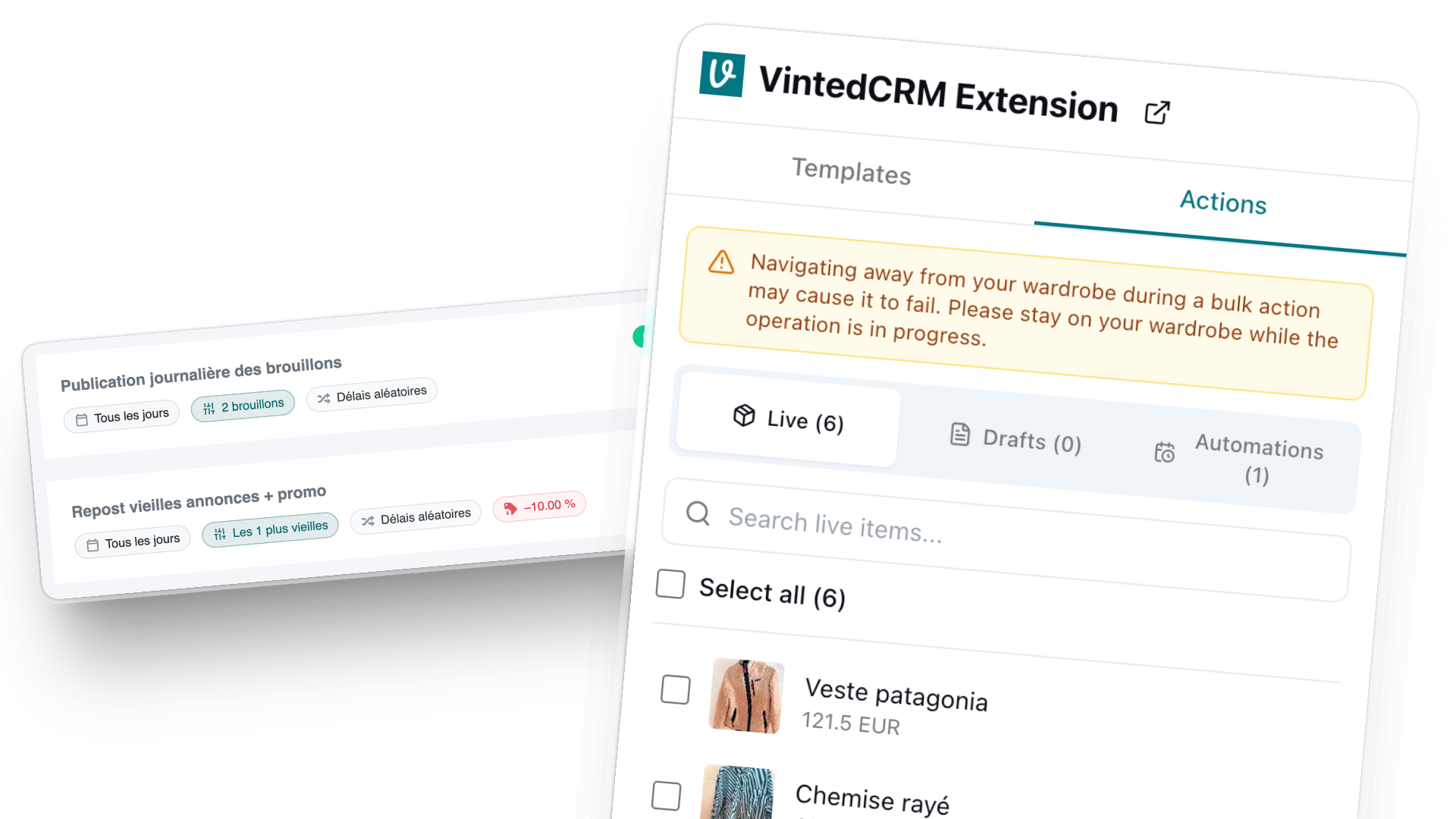 Extension Chrome VintedCRM : republication automatique des annonces Vinted